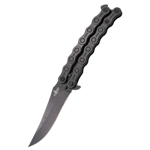 Nóż składany motylek Third Balisong Chain Design Black Stainless Steel, Black 420 (K2819BK)-1 50608