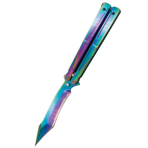 Nóż składany motylek Third Balisong Rainbow Stainless Steel, Rainbow 420 (K2805W)-1 50612