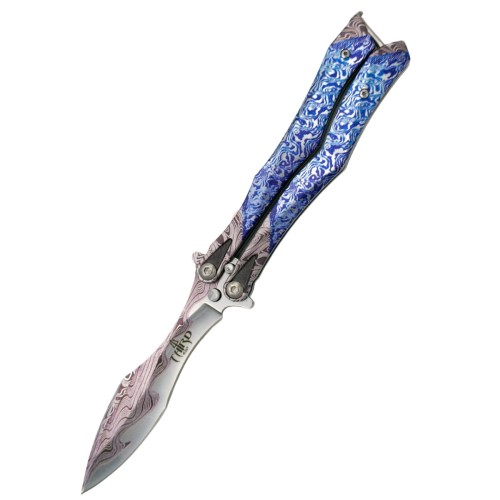 Nóż składany motylek Third Balisong Imit. Damascus Stainless Steel, Imit. Damascus 420 (K2818DC)-1 50614