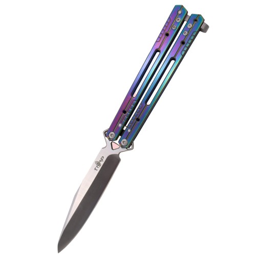 Nóż składany motylek Third Balisong Rainbow Titanium Stainless Steel, Satin 420 (K2920W)-1 50617