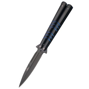 Nóż składany motylek Third Balisong Black / Blue Stainless Steel Black 420 (16070A)
