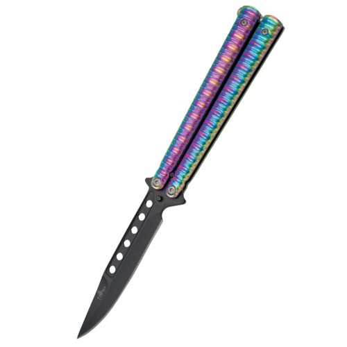 Nóż składany motylek Third Balisong Rainbow Stainless Steel, Black (16071N)-1 50623