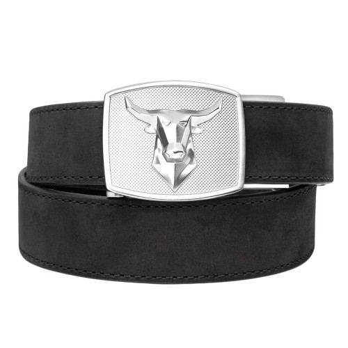 Pas Kore Essentials Bull Buckle Black Buffalo Leather Gun Belt-1 51033
