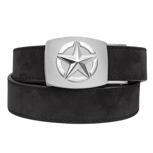 Pas Kore Essentials Star Buckle Black Buffalo Leather Gun Belt-1 51034
