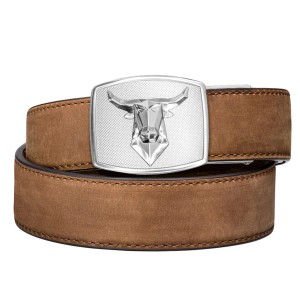 Pas Kore Essentials Bull Buckle Brown Buffalo Leather Gun Belt