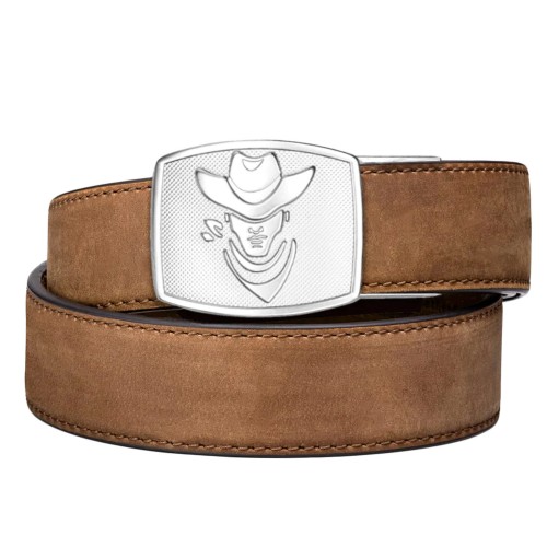 Pas Kore Essentials Cowboy Buckle Brown Buffalo Leather Gun Belt-1 51037