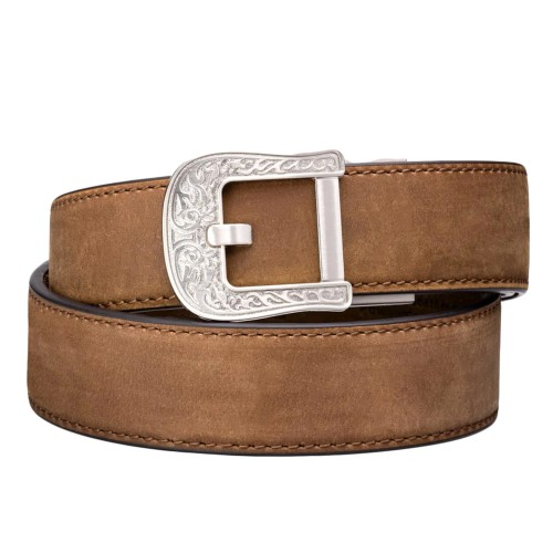 Pas Kore Essentials Rodeo Buckle Brown Buffalo Leather Gun Belt-1 51038