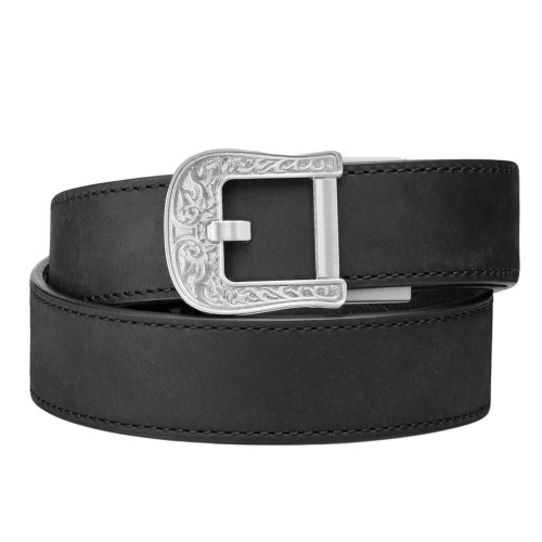 Pas Kore Essentials Rodeo Buckle Black Buffalo Leather Gun Belt-1 51039