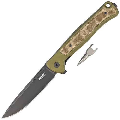 Nóż składany LionSteel Skinny Green Aluminium/Green Canvas Micarta, Old Black MagnaCut by Molletta (SK01A GB)-1 51219