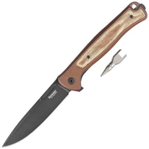 Nóż składany LionSteel Skinny Earth Aluminium/Natural Canvas Micarta, Old Black MagnaCut by Molletta (SK01A EB)-1 51220
