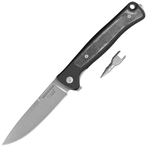 Nóż składany LionSteel Skinny Black Aluminium/Black Canvas Micarta, Stonewashed MagnaCut by Molletta (SK01A BS)-1 51223
