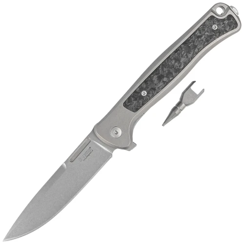 Nóż składany LionSteel Skinny Grey Titanium/Carbon Fiber, Stonewashed MagnaCut by Molletta (SK01 GY)-1 51224