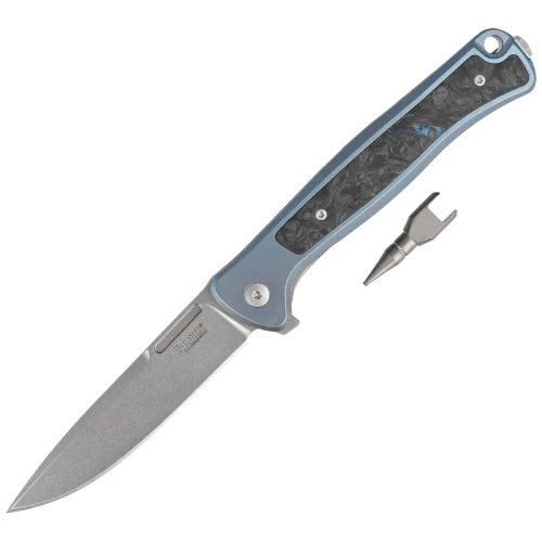 Nóż składany LionSteel Skinny Blue Titanium/Blue Dark Matter Carbon Fiber, Stonewashed MagnaCut by Molletta (SK01 BL)-1 51226