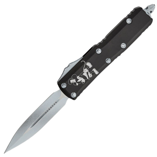 Nóż automatyczny OTF Microtech UTX-85 D/E Steamboat Willie Signature Black Aluminium, Antique White M390 by Tony Marfione (232-1SB)-1 51602