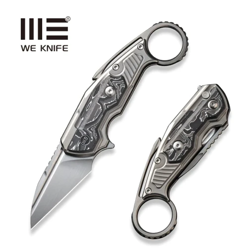 Nóż składany WeKnife Yardbird Gray Titanium/Aluminium Foil Carbon Fiber, Hand Rubbed Satin CPM 20CV by Maciej Torbé (WE22021-3)-1 51649