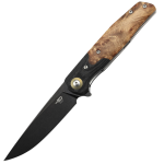 Nóż składany Bestech Ascot Black Carbon Fiber/G10 Lightburl Wood Black Stonewashed 14C28N (BG19E)