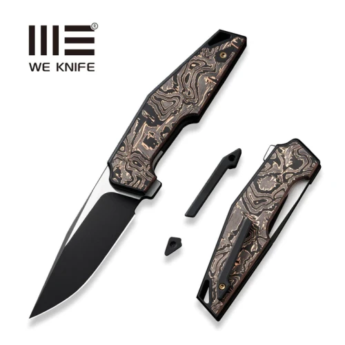 Nóż składany WE Knife OAO Black Titanium/Copper Foil Carbon Fiber, Black Stonewashed/Satin CPM 20CV by Tashi Bharucha (WE23001-2)-1 51778