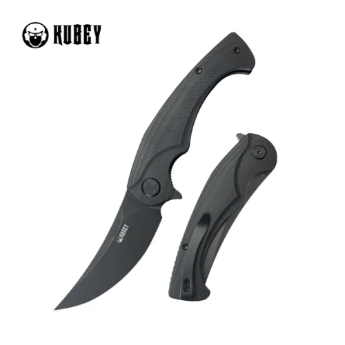 Nóż składany Kubey Scimitar Black G10, Black Stonewashed 14C28N (KU173L)-1 51836