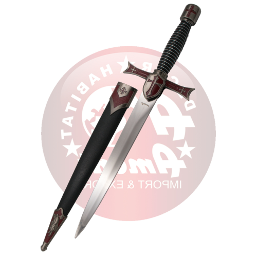 Nóż Third Templar Dagger, Burgundy/Black/Silver Steel, Satin Stainless Steel (AM-S3319)-1 51914