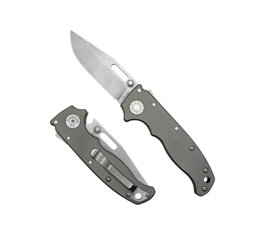 Nóż składany Demko AD20.5 Clip Point Gray Titanium, Stonewashed CPM 20CV by Andrew Demko (205-20CV-TI-CP)-1 51983