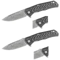 Nóż składany LionSteel T.R.E. Titanium/Carbon Fiber, Thor Damasteel Damascus by Molletta (TRE DT FC)-9 52671