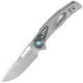 Nóż składany Reate GTR Titanium Bead Blasted/Zirconium, HW Ti-Blue Clip, Hand Satin M390-1 53158