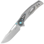Nóż składany Reate GTR Titanium Bead Blasted/Zirconium HW Ti-Blue Clip Hand Satin M390