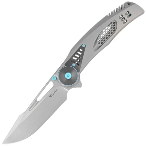 Nóż składany Reate GTR Titanium Bead Blasted/Zirconium HW Ti-Blue Clip Hand Satin M390