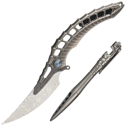 Nóż składany RikeKnife Alien 4 Dark Gray Titanium, Damasteel by Richard Wu (ALIEN4-DG)-1 53745