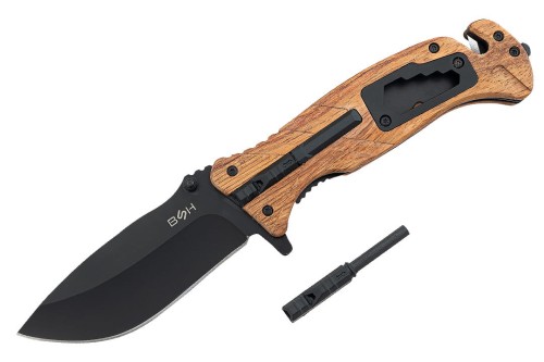 Nóż Ratowniczy BSH ADVENTURE N-501B 6w1 Krzesiwo Klucze Gwizdek-1 53818