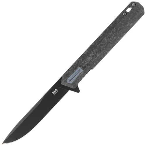 Nóż składany Tekto F2 Bravo Black Forged Carbon Fiber, Blue HW/Clip, Black D2-1 54629
