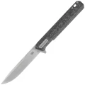 Nóż składany Tekto F2 Bravo Black Forged Carbon Fiber, Silver HW/Clip, Satin D2-1 54630