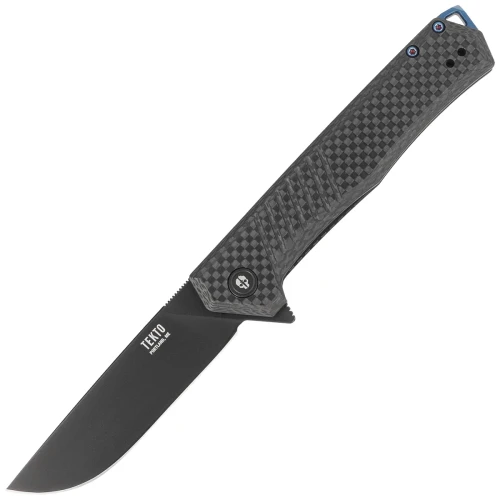 Nóż składany Tekto F1 Alpha Black Carbon Fiber, Blue HW, Black D2-1 54633