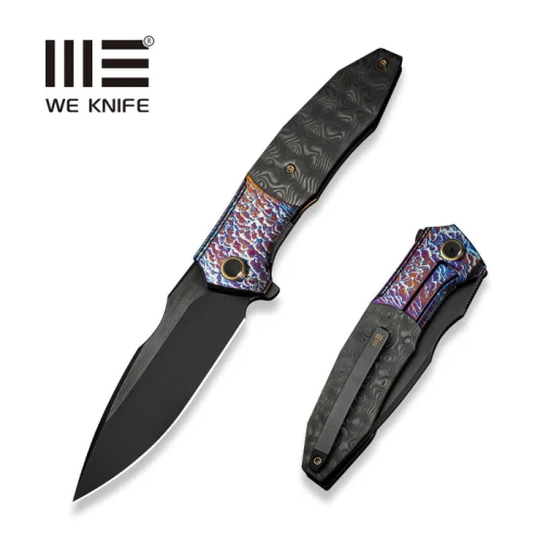 Nóż składany WE Knife Archeozoic Flamed Titanium/Rose Carbon Fiber, Black Stonewashed/Brushed M390 (WE23091-3)-1 55340