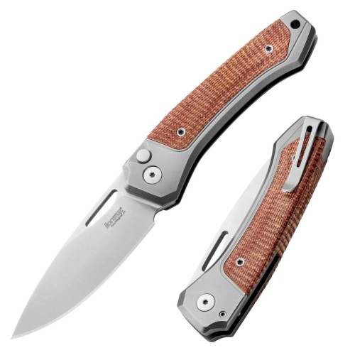 Nóż składany LionSteel Twain Gray Titanium / Natural Canvas Micarta, Satin MagnaCut by Gianni Pauletta (TW GY CVN)-1 55581