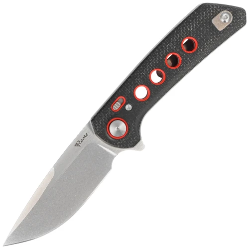 Nóż składany Reate PL-XF-11 Black Micarta/Red G10 Inlay, Stonewashed Nitro-V-1 55636