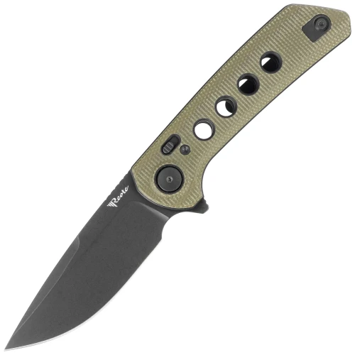 Nóż składany Reate PL-XF-4 Green Micarta/Black G10 Inlay, Black PVD Nitro-V-1 55638