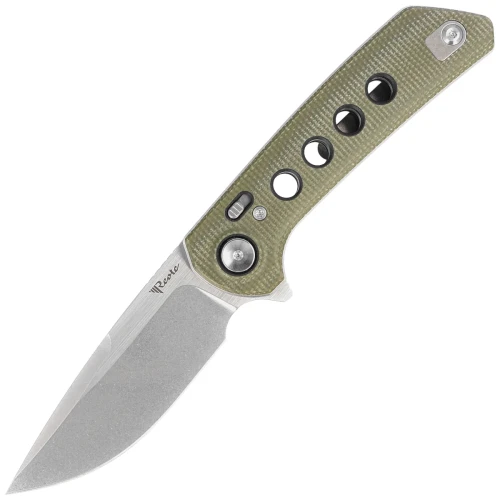 Nóż składany Reate PL-XF-3 Green Micarta/Black G10 Inlay, Stonewashed Nitro-V-1 55639