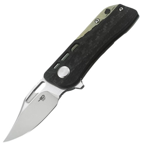 Nóż składany Bestech Engine Bowie Carbon Fiber/Green Titanium, Bead Blasted/Satin CPM S35VN (BT1806C)-1 55651