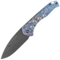 Nóż składany Medford Praetorian Slim D/P Flamed Titanium, DLC HW, Blue Clip, Black DLC S45VN by Greg Medford (MK2084TD-03TM-TPCP-Q4)-1 55668