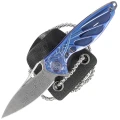 Nóż na szyję RikeKnife Mini Hummingbird Blue Titanium, Rose Damascus by Richard Wu (RK-MINI-B)-3 55700