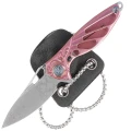Nóż na szyję RikeKnife Mini Hummingbird Pink Titanium, Rose Damascus by Richard Wu (RK-MINI-PI)-3 55701
