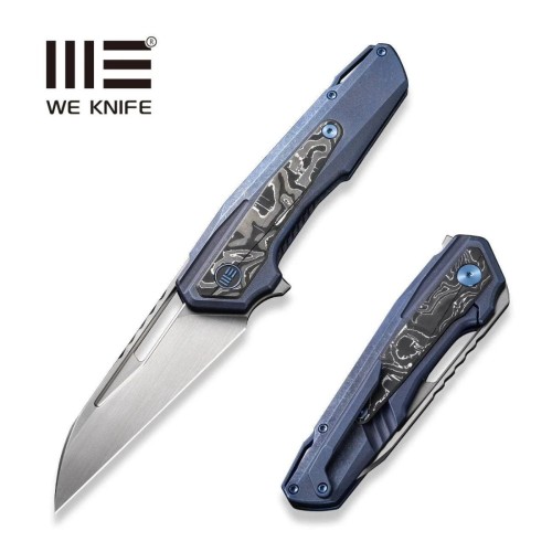 Nóż składany WE Knife Falcaria Blue Titanium/Aluminium Carbon Fiber, Hand Rubbed Satin CPM 20CV by Maciej Torbé (WE23012B-3)-1 55723