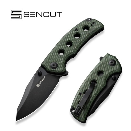 Nóż składany Sencut Excalis Green Canvas Micarta, Black 9Cr18MoV (S23068-3)-1 55821