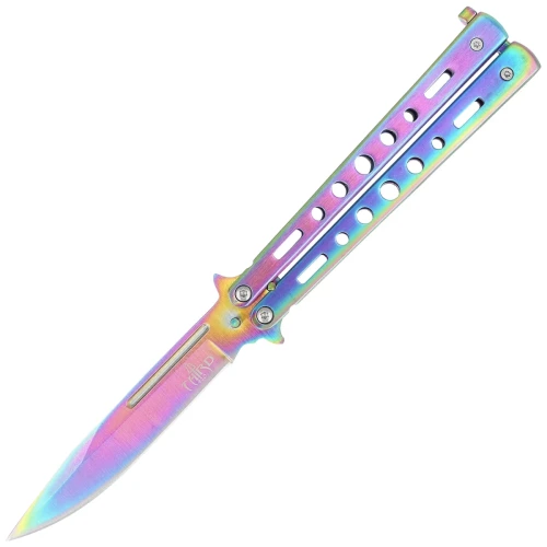 Nóż motylkowy Third Decor Habitat Balisong Rainbow Stainless Steel, Rainbow 420 (K2099)-1 55973