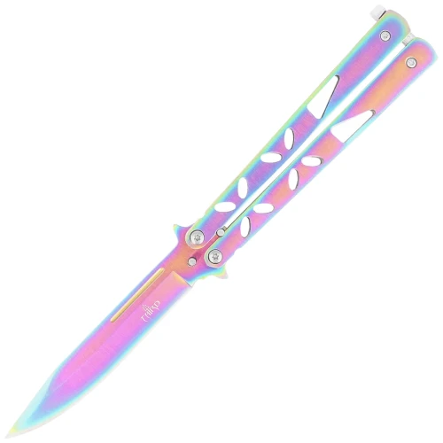 Nóż motylkowy Third Decor Habitat Balisong Rainbow Stainless Steel, Rainbow 420 (K2450)-1 55974