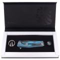 Nóż składany LionSteel ROK Blue Titanium, Chad Nichols Scrambled Damascus (ROK DD BL)-2 55987