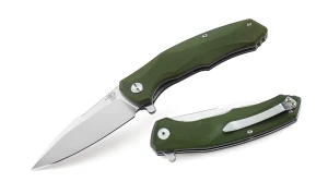 Nóż składany Bestech Warwolf Army Green G10, Stonewashed/Satin D2 (BG04B)
