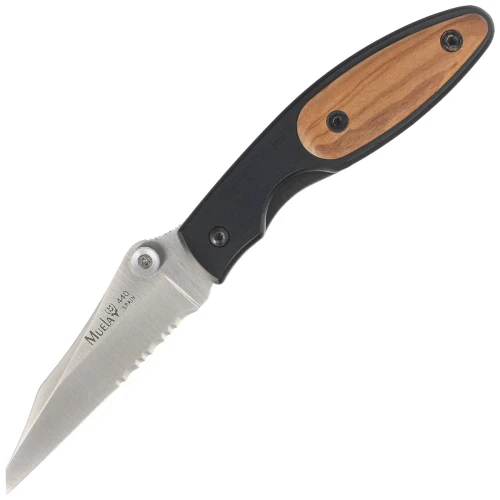 Nóż składany Muela KSC-7OL Black Aluminium/Olive Wood, Satin P/S 440C-1 56279