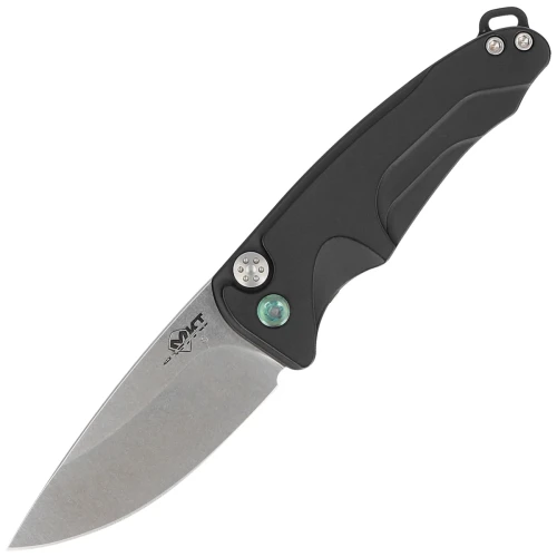 Nóż automatyczny Medford Smooth Criminal Auto Black Aluminium, Green HW/Clip, Tumbled S45VN by Greg Medford (MKA0394TQ-42AB-T4C4-Q4)-1 56359